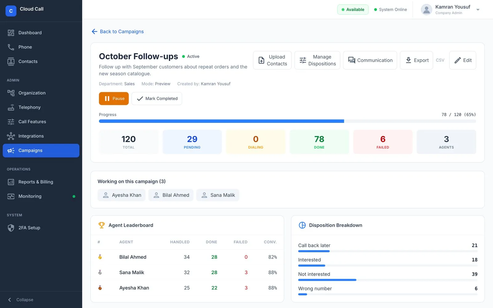 Cloud Call Campaigns