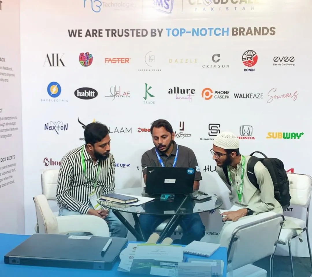 H3 team giving a product demo to visitors at ITCN Asia Lahore